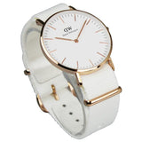 Daniel Wellington Classic Dover White Dial White Nylon Strap Watch For Women - DW00100309 Authentic Buy Shop Now