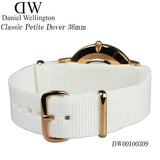 Daniel Wellington Classic Dover White Dial White Nylon Strap Watch For Women - DW00100309 Authentic Buy Shop Now