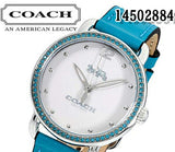 Coach Delancey White Dial Turquoise Leather Strap Watch for Women - 14502884 Authentic Buy Shop Now