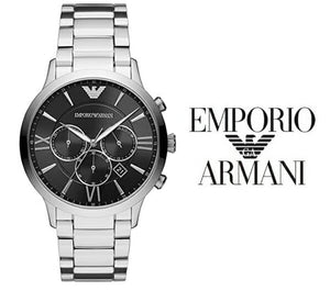 Emporio Armani Giovanni Chronograph Black Dial Silver Steel Strap Watch For Men - AR11208 Authentic Buy Shop Now