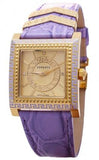 Versace Day Glam Chronograph Gold Dial Purple Leather Strap Watch for Women - VQF040015 Authentic Buy Shop Now