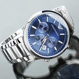 Emporio Armani Renato Chronograph Blue Dial Silver Steel Strap Watch For Men - AR2448 Authentic Buy Shop Now
