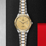 Tudor Style Automatic Diamonds Gold Dial Two Tone Steel Strap Watch for Men - M12713-0007 Authentic Buy Shop Now