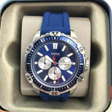 Fossil Garrett Chronograph Blue Dial Blue Rubber Strap Watch for Men - FS5709 Authentic Buy Shop Now