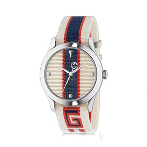 Gucci G Timeless Quartz White Dial Two Tone NATO Strap Watch For Men - YA1264071 Authentic Buy Shop Now