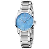 Calvin Klein City Mother of Pearl Blue Dial Silver Steel Strap Watch for Women - K2G2314X Authentic Buy Shop Now