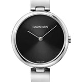 Calvin Klein Wavy Black Dial Silver Steel Strap Watch for Women - K9U23141 Authentic Buy Shop Now
