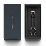 Daniel Wellington Classic Petite Sheffield Black Dial Black Leather Strap Watch For Women - DW00100224 Authentic Buy Shop Now