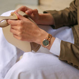 Daniel Wellington Iconic Link Emerald Green Dial Rose Gold Steel Strap Watch For Women - DW00100419 Authentic Buy Shop Now