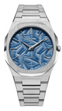 D1 Milano Ultra Thin Olympic Blue Dial Silver Steel Strap Watch for Men - D1-UTBJ35