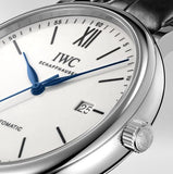 IWC Portofino Automatic '150 Years' Edition Automatic White Dial Black Leather Strap Watch for Men - IW356519 Authentic Buy Shop Now