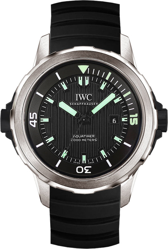 IWC Aquatimer Automatic 2000 Black Dial Black Rubber Strap Watch for Men - IW358002 Authentic Buy Shop Now