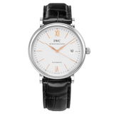 IWC Portofino Automatic White Dial Black Leather Strap Watch for Men - IW356517 Authentic Buy Shop Now