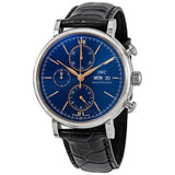IWC Portofino Chronograph Blue Dial Black Leather Strap Watch for Men - IW391036 Authentic Buy Shop Now