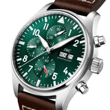 IWC Pilot's Watch Chronograph Edition Racing Green 43mm Green Dial Brown Leather Strap Watch for Men - IW377726 Authentic Buy Shop Now