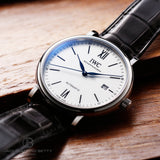IWC Portofino Automatic '150 Years' Edition Automatic White Dial Black Leather Strap Watch for Men - IW356519 Authentic Buy Shop Now