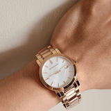Burberry The City White Dial Rose Gold Steel Strap Watch for Women - BU9004 Authentic Buy Shop Now