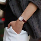 Emporio Armani Rosa Two Hand White Dial Red Leather Strap Watch For Women - AR11357 Authentic Buy Shop Now