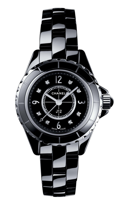 Chanel J12 Diamonds Black Dial Black Steel Strap Watch for Women - J12 H2569 Authentic Buy Shop Now