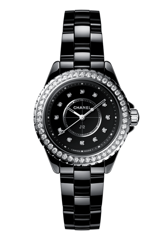 Chanel J12 Diamonds Ceramic Black Dial Black Steel Strap Watch for Women - J12 H3108 Authentic Buy Shop Now