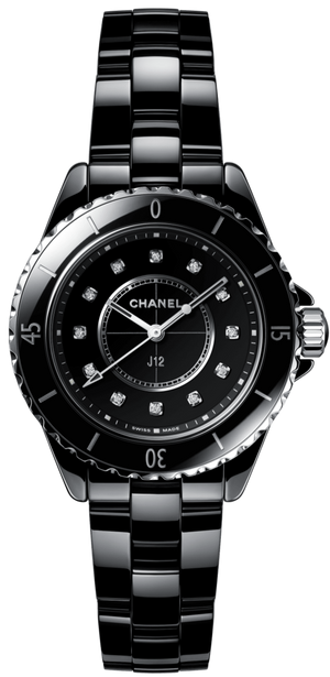 Chanel J12 Quartz Diamonds Black Dial Black Steel Strap Watch for Women - J12 H5701 Authentic Buy Shop Now