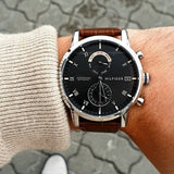 Tommy Hilfiger Kane Grey Dial Brown Leather Strap Watch for Men - 1710398 Authentic Buy Shop Now