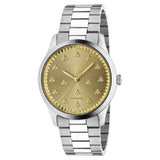Gucci G Timeless Quartz Gold Dial Silver Steel Strap Watch for Women - YA1265035 Authentic Buy Shop Now