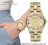Marc Jacobs Henry Skeleton Gold Dial Gold Steel Strap Watch for Women - MBM3263 Authentic Buy Shop Now