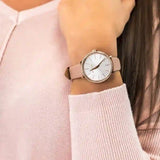 Michael Kors Pyper Analog White Dial Pink Leather Strap Watch For Women - MK2803 Authentic Buy Shop Now