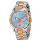 Michael Kors Runway Chronograph Blue Dial Two Tone Steel Strap Watch For Women - MK6166 Authentic Buy Shop Now