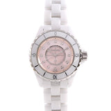 Chanel J12 Quartz Diamonds Pink Dial White Steel Strap Watch for Women - J12 H5513 Authentic Buy Shop Now
