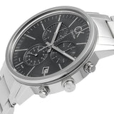 Calvin Klein Post Minimal Chronograph Black Dial Silver Steel Strap Watch for Men - K7627161 Authentic Buy Shop Now