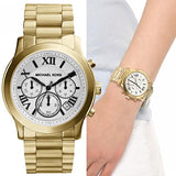 Michael Kors Cooper Chronograph White Dial Gold Steel Strap Watch For Women - MK5916 Authentic Buy Shop Now