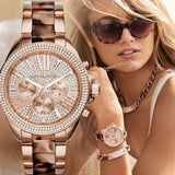 Michael Kors Wren Diamonds Rose Gold Dial Two Tone Steel Strap Watch for Women - MK6159 Authentic Buy Shop Now