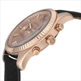 Michael Kors Lexington Chronograph Rose Gold Dial Black Leather Strap Watch For Men - MK8516 Authentic Buy Shop Now