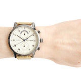 Tommy Hilfiger Kane White Dial Beige Leather Strap Watch for Men - 1710399 Authentic Buy Shop Now