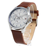 Tommy Hilfiger Multi Function Quartz White Dial Brown Leather Strap Watch for Men - 1791614 Authentic Buy Shop Now