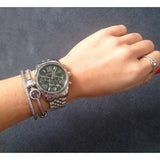 Michael Kors Lexington Quartz Green Dial Silver Steel Strap Watch For Women - MK6222 Authentic Buy Shop Now
