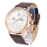 Tommy Hilfiger Evan White Dial Brown Leather Strap Watch for Men - 1710394 Authentic Buy Shop Now