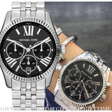 Michael Kors Runway Chronograph Black Dial Silver Steel Strap Watch For Women - MK5708 Authentic Buy Shop Now