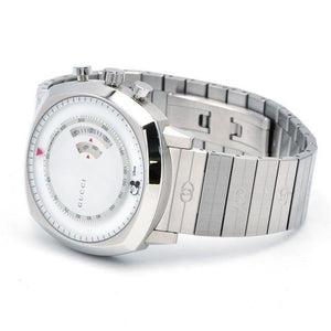 Gucci Grip Chronograph Mickey Mouse White Dial Silver Steel Strap Watch For Men - YA157306 Authentic Buy Shop Now
