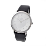 Calvin Klein Minimalist White Dial Black Leather Strap Watch for Men - K3M211C6 Authentic Buy Shop Now
