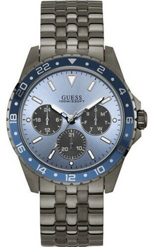 Guess Odyssey Quartz Blue Dial Gunmetal Steel Strap Watch For Men - W1107G5 Authentic Buy Shop Now