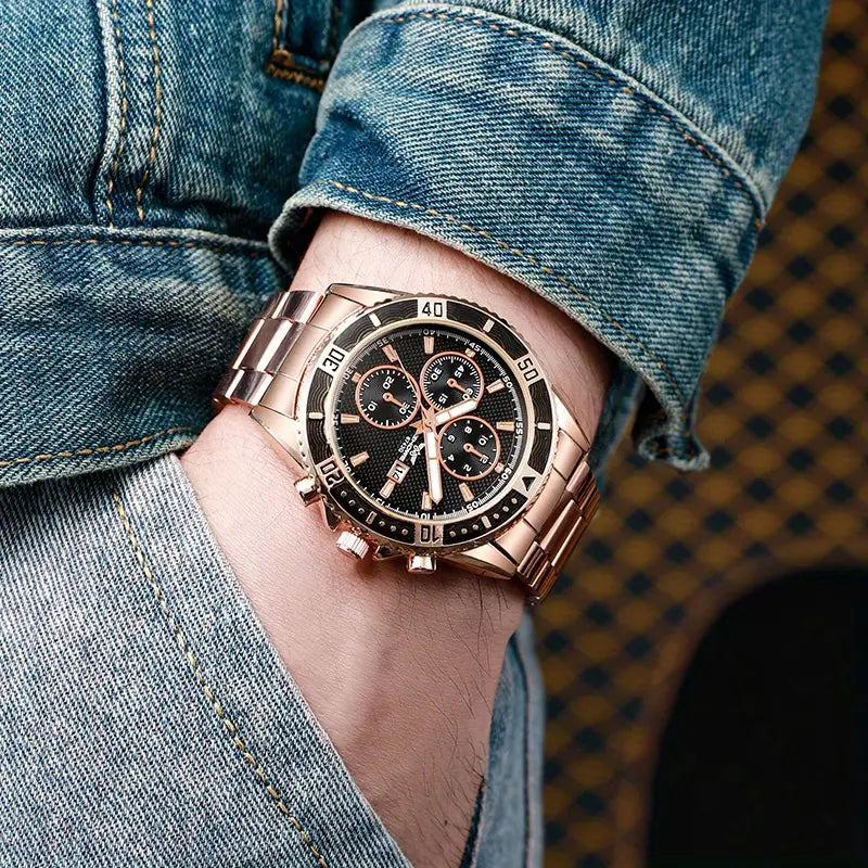 Guess BFF Multifunction Black Dial Rose Gold Steel Strap Watch for Women - W0231L7 Authentic Buy Shop Now