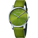 Calvin Klein City Green Dial Green Leather Strap Watch for Men - K2G211WL Authentic Buy Shop Now