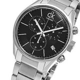 Calvin Klein Masculine Chronograph Black Dial Silver Steel Strap Watch for Men - K2H27104 Authentic Buy Shop Now