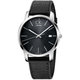 Calvin Klein City Quartz Black Dial Black Leather Strap Watch for Men - K2G2G1C3 Authentic Buy Shop Now
