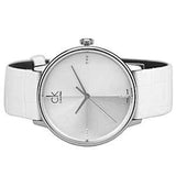 Calvin Klein Accent Silver Dial White Leather Strap Watch for Men - K2Y2X1KW Authentic Buy Shop Now