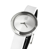 Calvin Klein Firm Silver Dial White Leather Strap Watch for Women - K3N231L6 Authentic Buy Shop Now