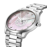 Gucci G Timeless Quartz Mother of Pearl Pink Dial Silver Steel Strap Watch for Women - YA1264166 Authentic Buy Shop Now